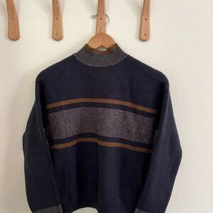 Oak + Fort Navy & Brown Stripe Sweater | Size: XS